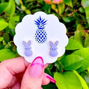 🐣Pastel Purple Easter PEEPS Enamel Stud Earrings